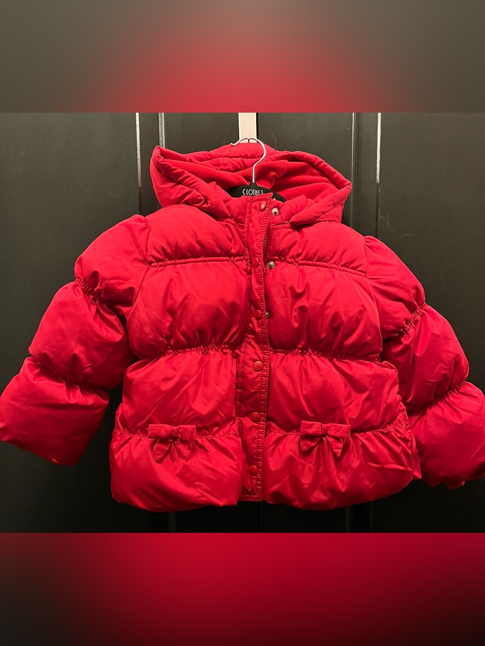 Gymboree Girls Red Puffer Winter Coat Hooded Bow Detail 4T–5T EUC